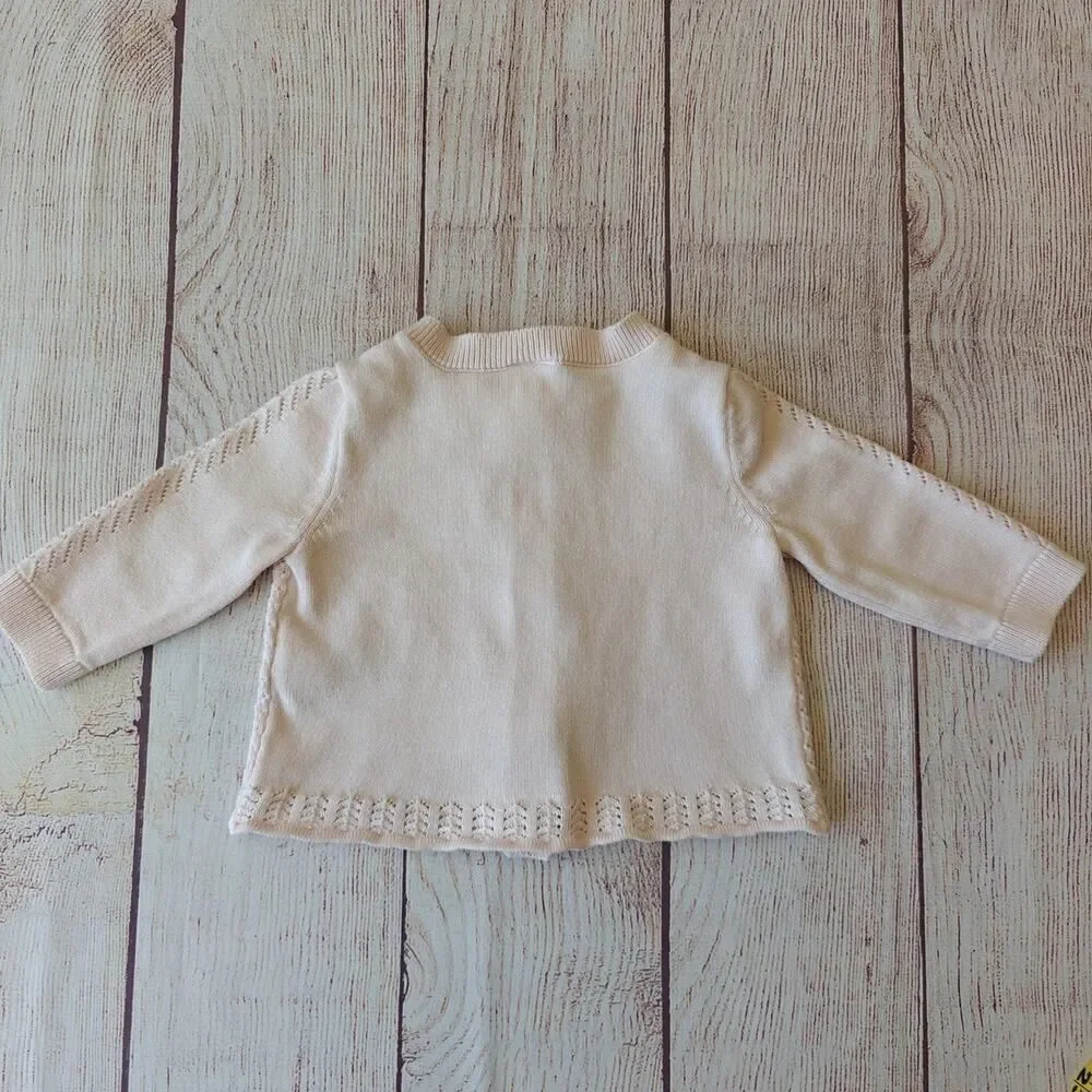 Baby B'gosh Pointelle Button-Front Sweater Knit Cardigan 3 mo - Picture 6 of 12